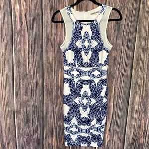 TART Indigo Blue/White Print Bodycon Dress